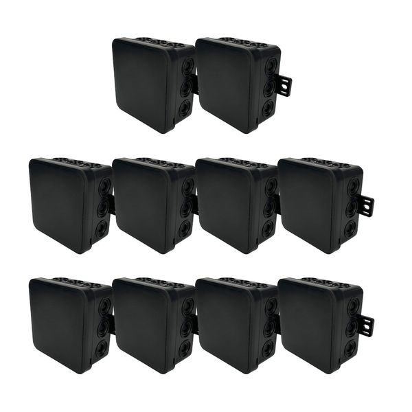 10X Scatola Di Derivazione Flessibile Per Montaggio A Superficie 85X85X41Mm IP54 12 Entrate Cavi A Scatto Con Aperture A Bussola Nero V6 EDO777916 Edo Technic-image