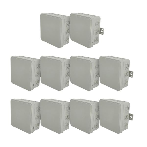 10X Scatola Di Derivazione A Montaggio Superficiale 85X85X41Mm IP54 12 Click-Ins Con Aperture Per L'inserimento Di Bussole Grigio V6 EDO777915 Edo Technic-image