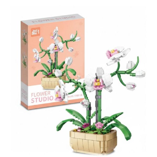 Coil Blocchi Da Costruzione Giocattolo, Bouquet Di Fiori, Set Di Blocchi Da Costruzione, Blocchi Da Costruzione Giocattolo, Set Da Costruzione, Collezione Botanica, Arredamento Per La Casa, Modello: 9103A, Bianco, 580 Pezzi.-image