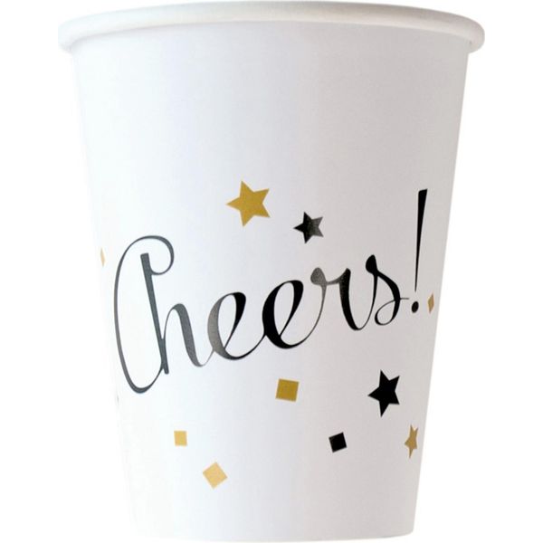 Bicchiere Di Carta Happy New Year 8 Pezzi Oro 250 Ml - Taglia Unica-image