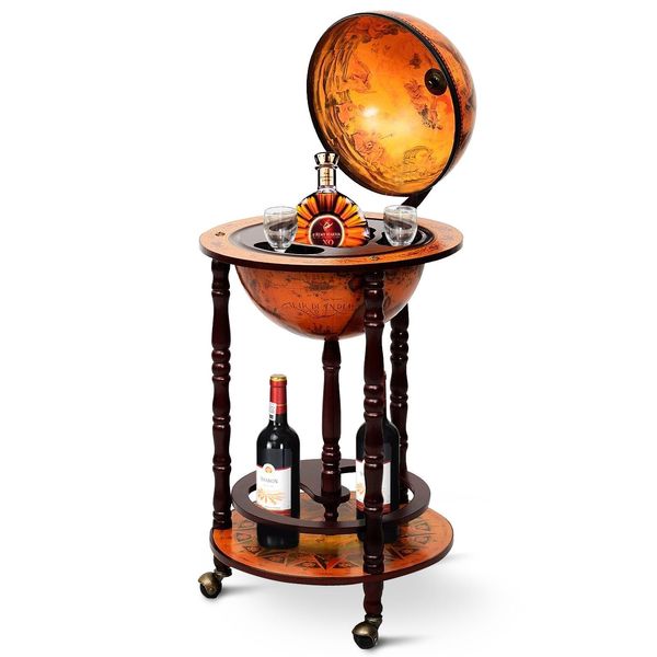 Costway Costway Globust Bar Minibar World Ball Wine Plank Con Rotelle-image