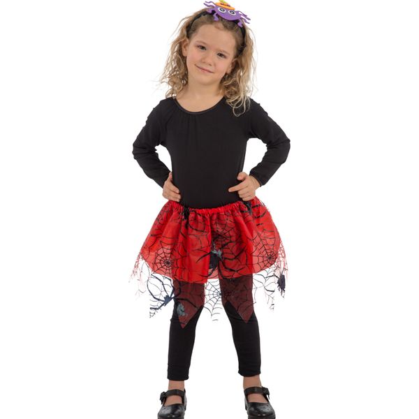 Sottogonna Ragno Per Bambini Accessorio Di Halloween Rosso-Nero - Taglia Unica-image