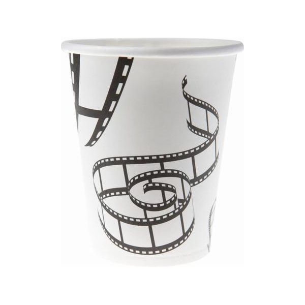 Nastro Cinematografico Tazza Hollywood Decorazione Festa 10 Pezzi Bianco-Nero 7,5X9Cm --image