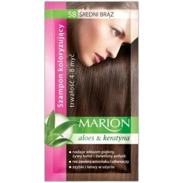 Marion Shampoo Colorante Con Aloe E Cheratina Colore Semi-Permanente 58 Castano Medio-image
