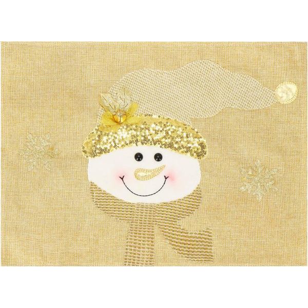 Springos Tovaglietta Con Pupazzo Di Neve In Tessuto Decorazione Da Tavolo Color Oro 35 X 48 Cm (Oro 35 X 48 Cm)-image