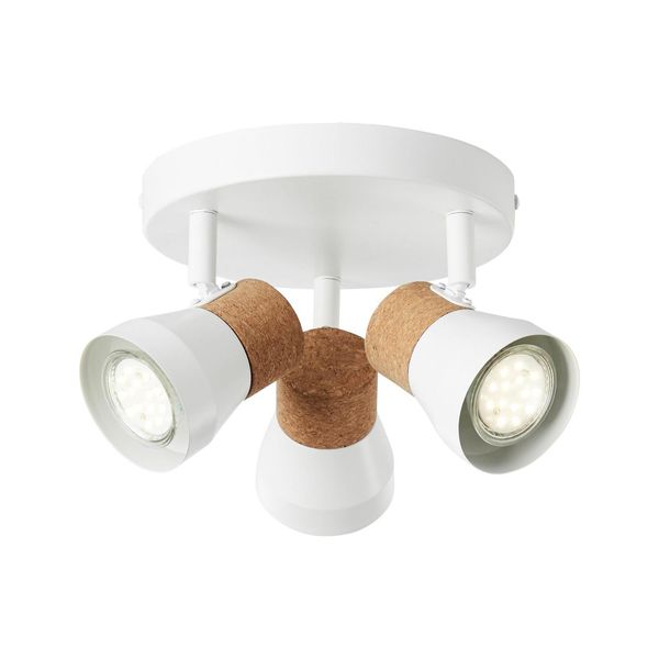 Brilliant Lampe Moka Spotrondell 3Flg Weiß Matt/Braun 3X PAR51, GU10, 10W, Geeignet FüR Reflektorlampen (Nicht Enthalten) KöPfe Schwenkbar-image