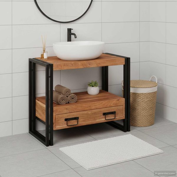 Vidaxl Mobiletto Marrone 71 X 33 X 58 Cm In Legno Massiccio Di Acacia-image