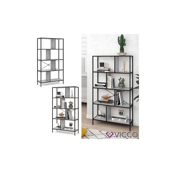 Vicco Loft BüCherregal Fyrk Wandregal Standregal Aufbewahrung 146X80X30 Beton-image