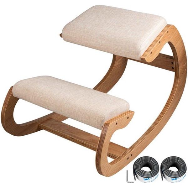 Happyment Sedia Ergonomica Per Inginocchiarsi - Ergochair - Comoda Sedia Per Inginocchiarsi Con Spesse Ginocchiere - Sgabello Da Lavoro E Sedia Da Ufficio - Marrone Chiaro-image