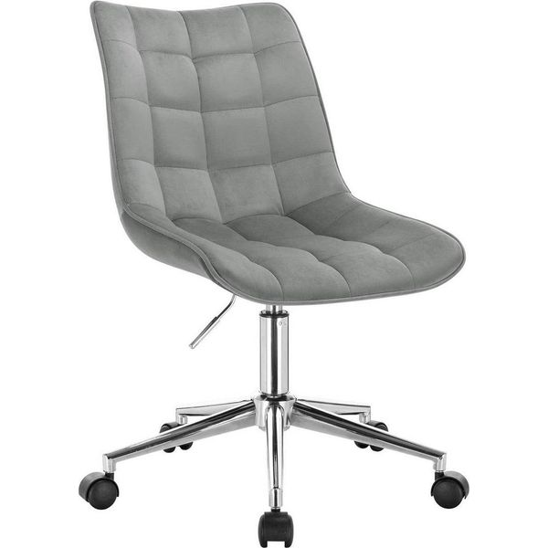Happyment Sedia Da Ufficio Ergonomica In Velluto - Regolabile In Altezza - Su Rotelle - Per Adulti - Grigio Chiaro-image