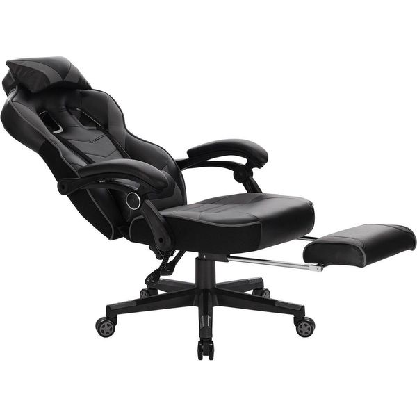 Happyment Gaming Chair Hybrid - Altezza Regolabile - Con Poggiapiedi - Sedia Da Ufficio Ergonomica - - Nero-image