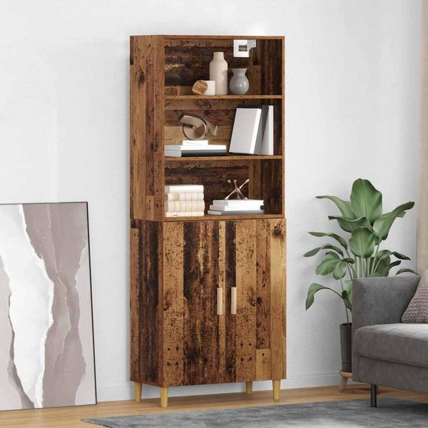 Vidaxl Credenza In Legno Vecchio 69,5 X 32,5 X 180 Cm Materiale A Base Di Legno-image