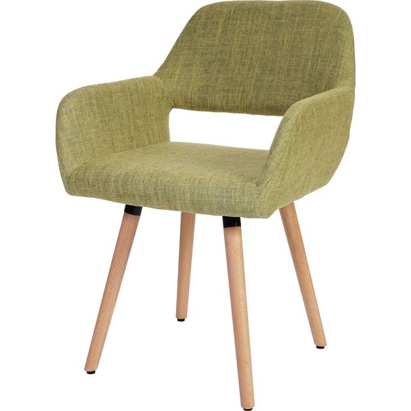 Sedia Da Sala Da Pranzo HWC-A50 Ii, Sedia Da Cucina, Design Retrò Anni '50 ~ Tessuto, Verde Chiaro, Gambe Chiare-image