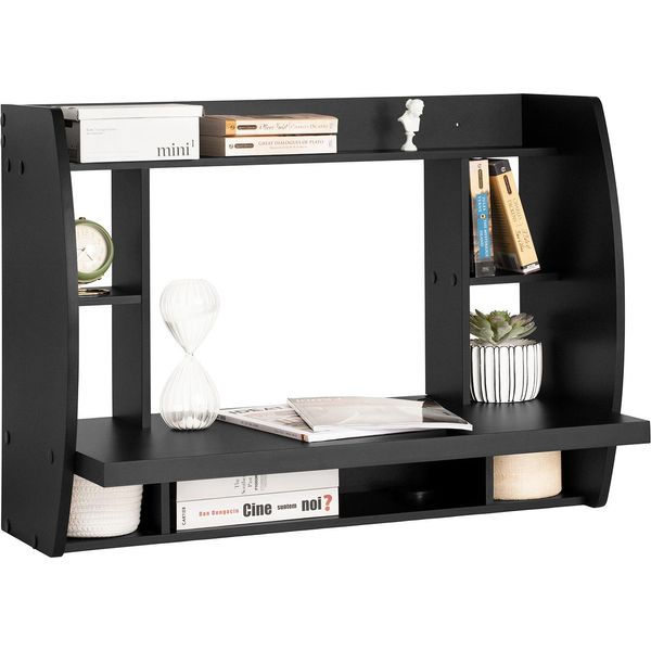 Sobuy®Scrivania A Muro Scrivania Per Computer Nera FWT18-SCH-image