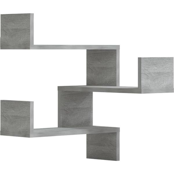 Vidaxl Mensole A Muro Ad Angolo 2 Pz. Grigio Sonoma 40X40X50 Cm Materiale A Base Di Legno-image