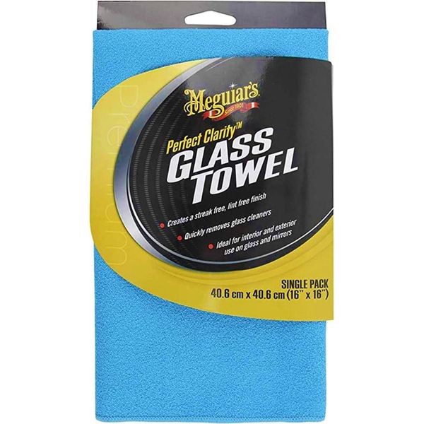 Meguiar's® Perfect Clarity Glass Towel, Panno Per La Pulizia Dei Vetri 40 Cm X 40 Cm Blu-image