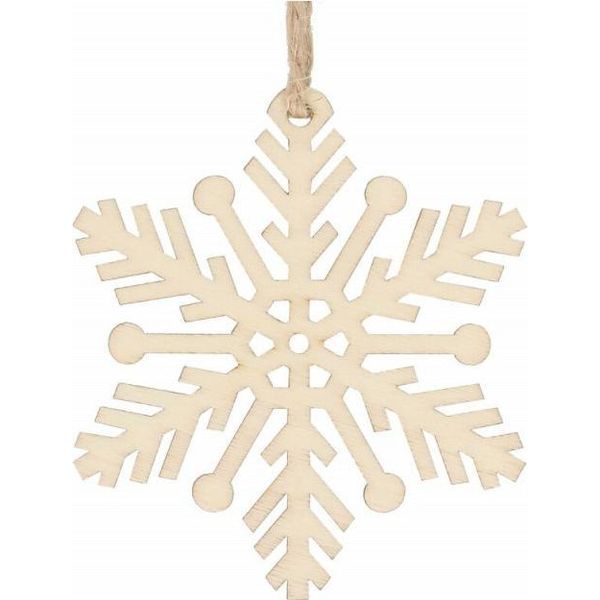Springos Decorazione Albero Di Natale Ciondolo Ornamento In Legno 6 Pz. Ornamento A Fiocco Di Neve In Filigrana-image