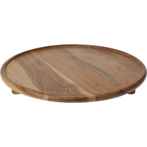 Vassoio Da Portata Rotondo Excellent Houseware, Legno Di Acacia, 37 Cm, Marrone-image