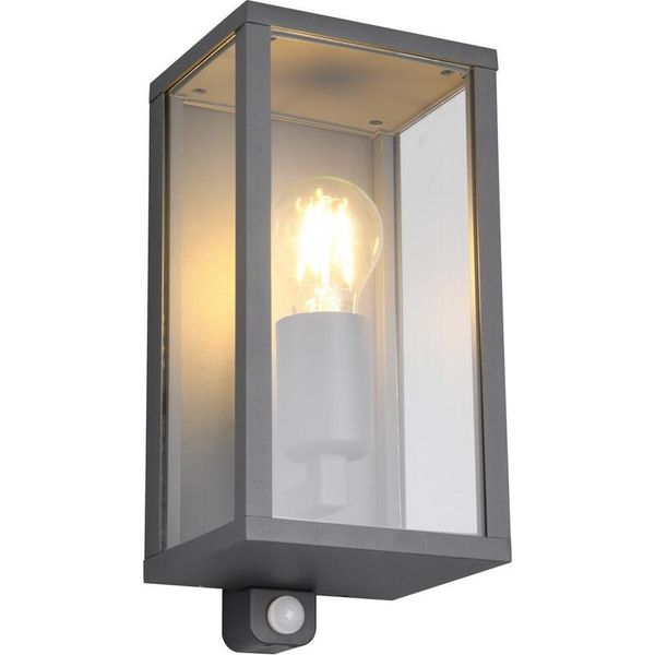 Lampada Da Parete Antracite Con Sensore Di Movimento E27 60W Garonne Trio-image