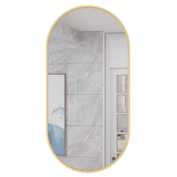 Specchio Ovale 100X50 Cm Con Cornice Dorata-image