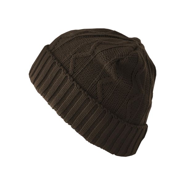 Cappello Invernale Da Uomo Urban Classics Beanie Cable Flap Chocolate - Uni-image