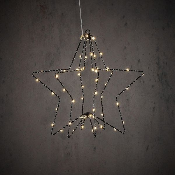 Luca Lighting Led Star 3D 60 Led Bianco Caldo Per Interni A Batteria 30 Cm Nero-image