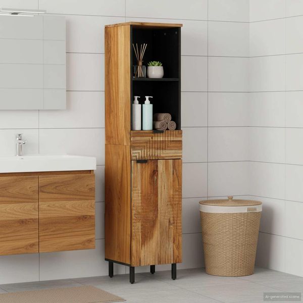 Vidaxl Mobile Lavabo Con Ripiano In Legno Massiccio Di Acacia 38 X 33 X 160 Cm-image