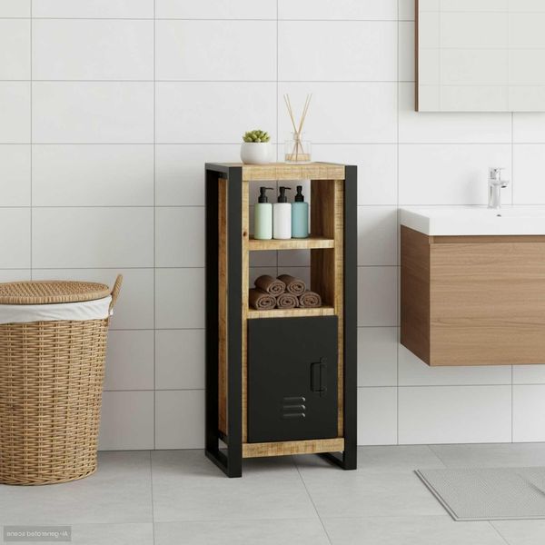 Vidaxl Mobile Da Bagno Marrone 40 X 30 X 90 Cm In Legno Massiccio Di Mango-image