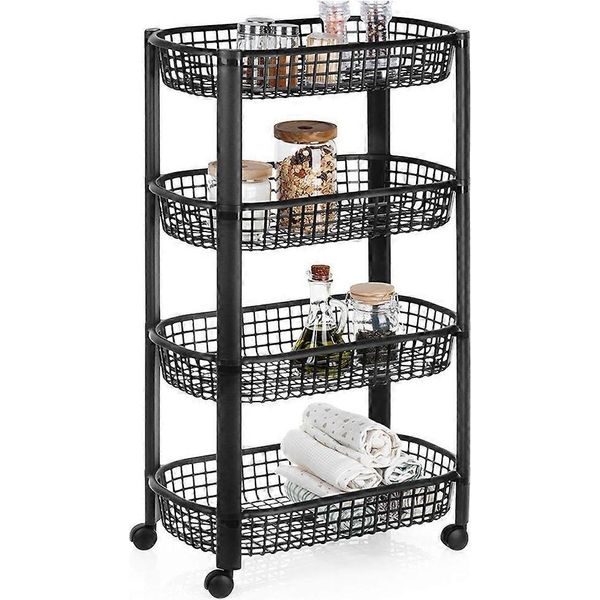 Excellent Houseware Mobile Da Cucina, Plastica, 46X26X79 Cm, Nero-image