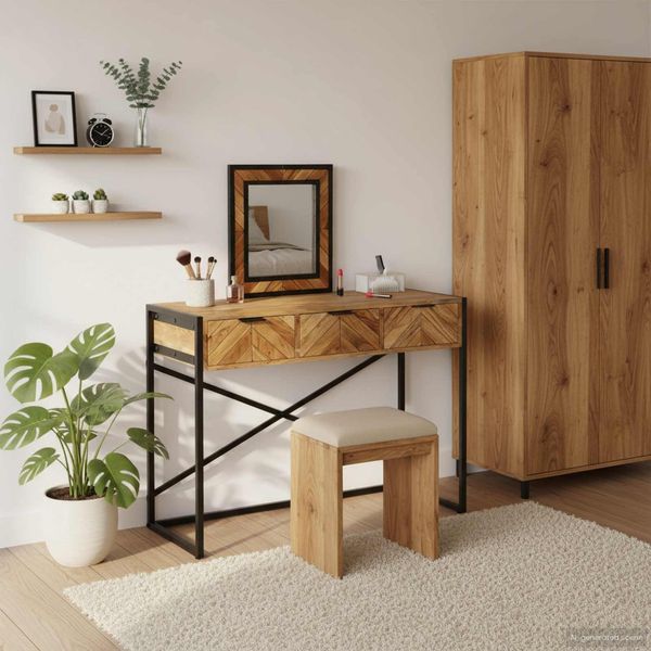 Vidaxl Tavolino Da Toilette Marrone 100 X 40 X 120 Cm In Legno Massiccio Di Acacia-image