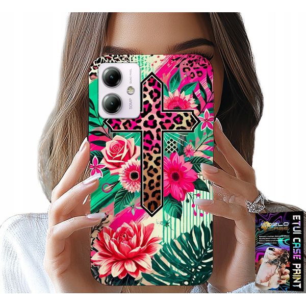 Custodia Per Motorola Moto G14 - Croce, Rosa Cristianesimo Gesù Retro-image