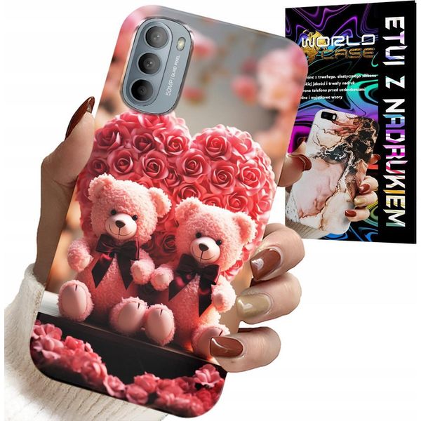 Custodia Per Motorola G31 / G41 - Famiglia Di Orsacchiotti Rosa Cuore + Pellicola Protettiva-image