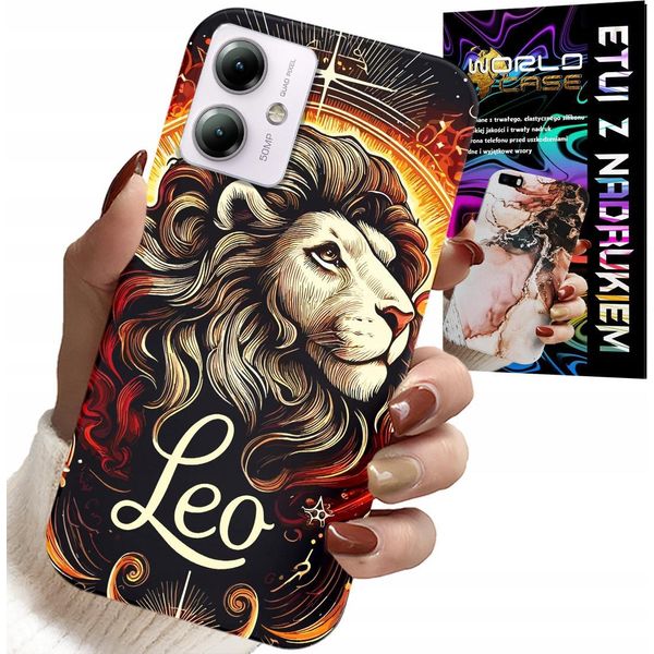 Custodia Per Motorola Moto G14 - Leone, Segno Zodiacale Astronomia, Custodia + Vetro-image