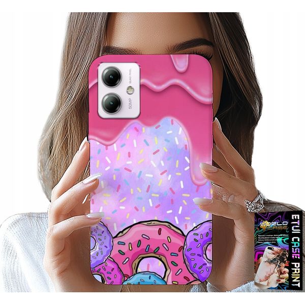 Custodia Per Motorola Moto G54 5G - Ciambelle Dolci Con Glassa Sullo Sfondo + Vetro-image