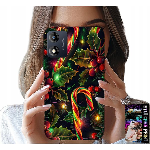 Custodia Per Motorola Moto E13 - Canna Da Zucchero, Vischio, Albero Di Natale + Foil-image