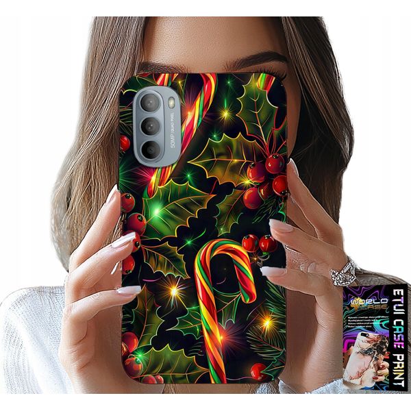 Custodia Per Motorola G31 / G41 - Bastoncino Di Zucchero, Vischio, Albero Di Natale + Pellicola Protettiva-image
