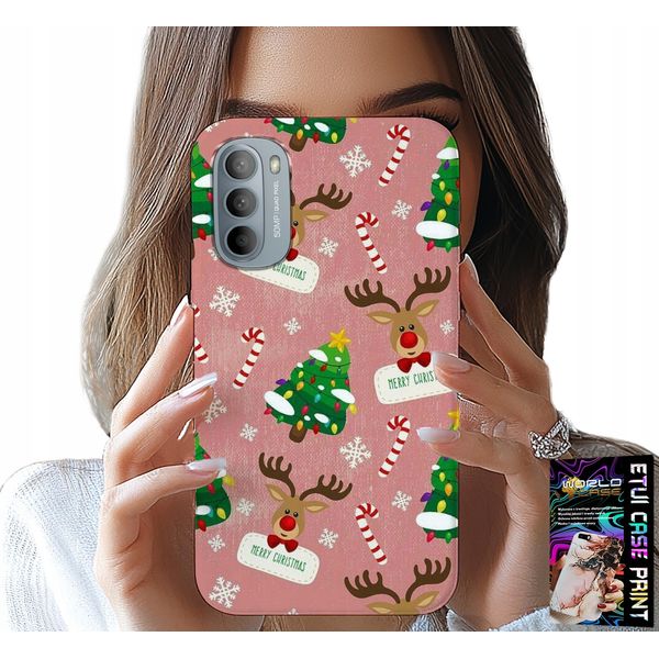 Custodia Per Motorola G31 / G41 - Renna Natalizia, Alberi Di Natale, Bastoncini, Motivi-image