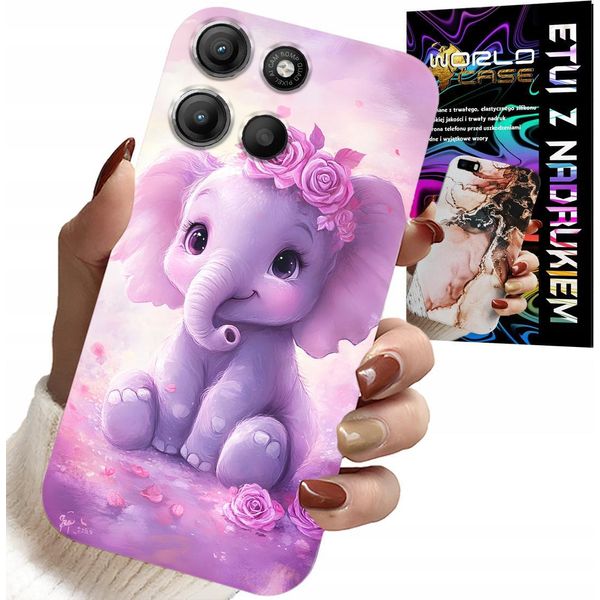Custodia Per Motorola Edge 60 Fusion - Elefante Carino Su Sfondo Rosa +Folia-image