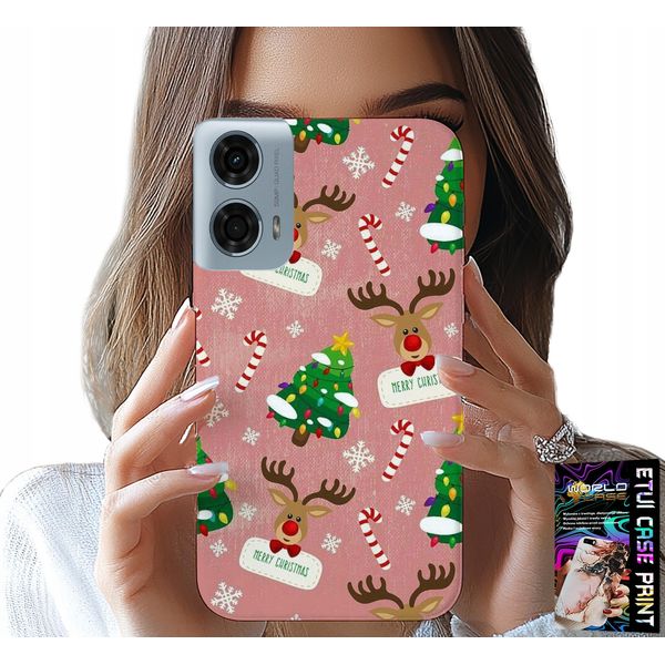 Custodia Per Motorola G24 / G04 - Renna Natalizia, Alberi Di Natale, Bastoncini, Motivi-image