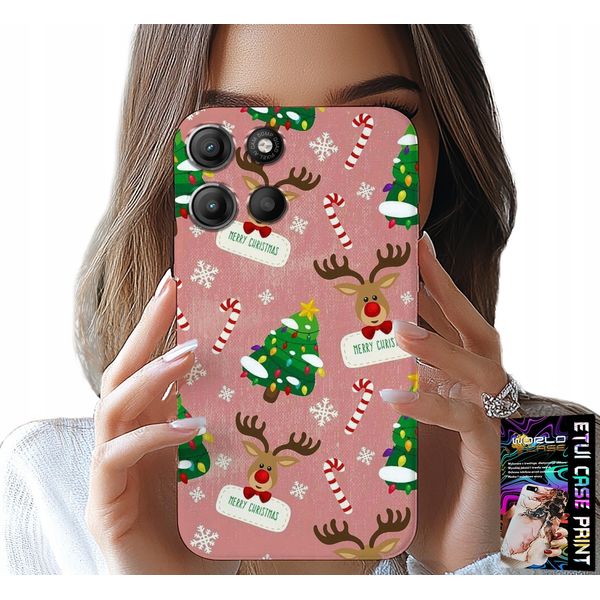 Custodia Per Motorola Moto G15 - Renna Natalizia, Alberi Di Natale, Bastoncini, Motivi-image