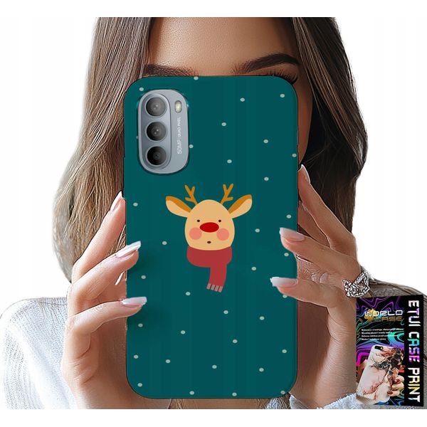 Custodia Per Motorola G31 / G41 - Renna Su Sfondo Verde Motivi Natalizi-image