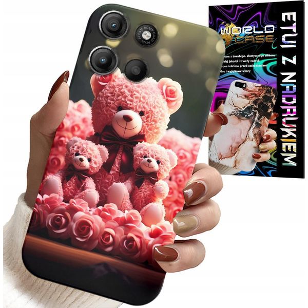 Custodia Per Motorola Moto G15 - Famiglia Di Orsacchiotti Rosa Regalo + Pellicola Protettiva-image