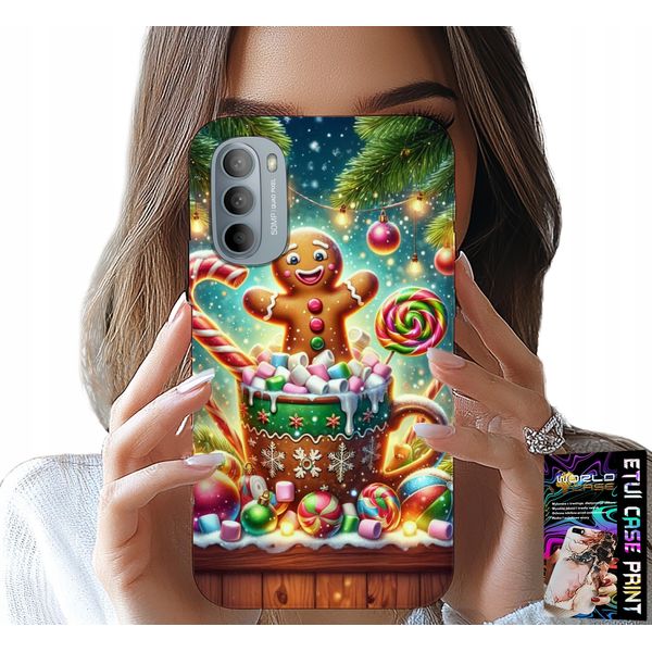 Custodia Per Motorola Moto G52 / G82 - Motivi Natalizi Pan Di Zenzero + Vetro-image
