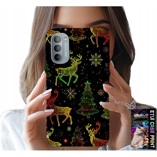Custodia Per Motorola Moto G52 / G82 - Renna, Fiocco Di Neve, Albero Di Natale + Vetro-image