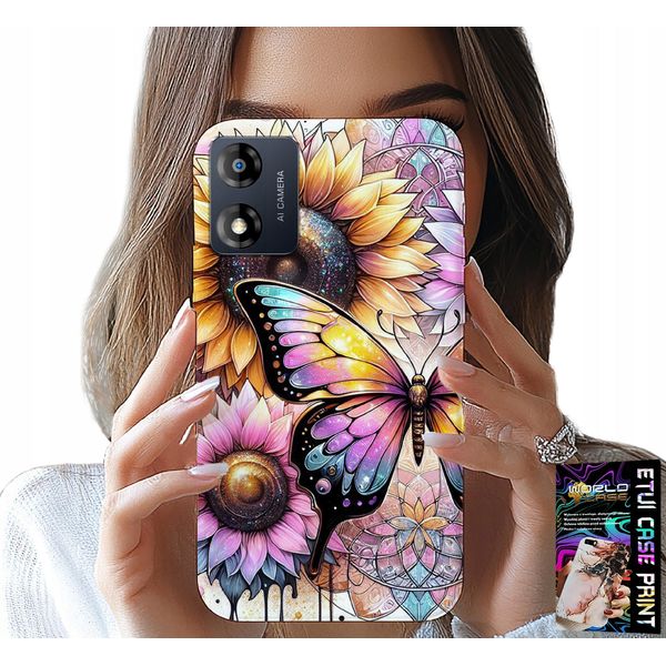 Custodia Per Motorola Moto E13 - Girasole Con Farfalla, Custodia + Foil-image