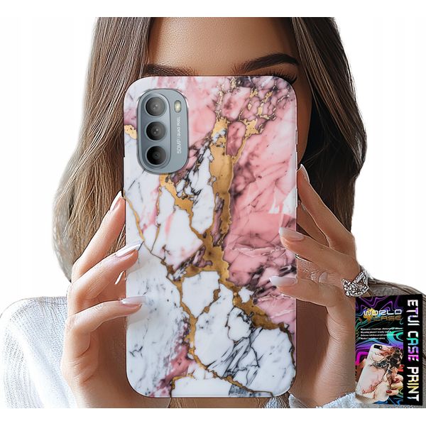 Custodia Per Motorola G31 / G41 - Rosa E Bianco Marmorizzato, Motivi In Pietra-image