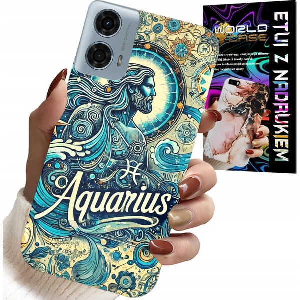 Custodia Per Motorola Moto G35 - Segno Zodiacale, Acquario, Astronomia Picche-image