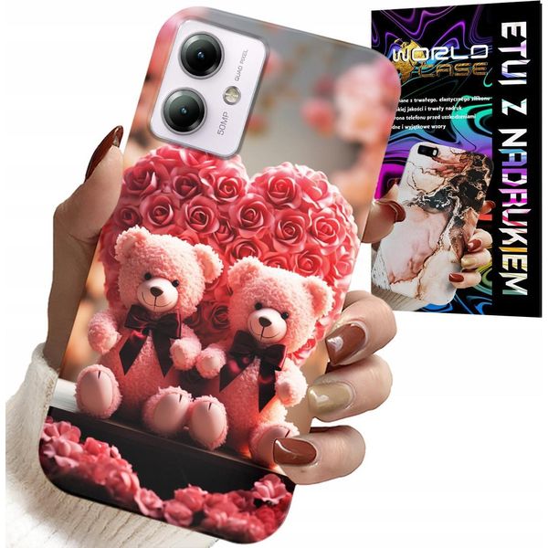 Custodia Per Motorola Moto G14 - Famiglia Di Orsacchiotti Rosa Cuore + Vetro-image