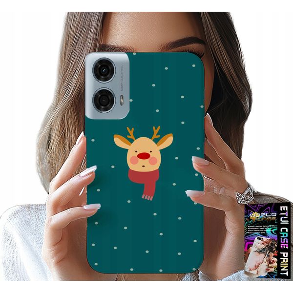 Custodia Per Motorola Moto G35 - Renna Su Sfondo Verde Motivi Natalizi-image