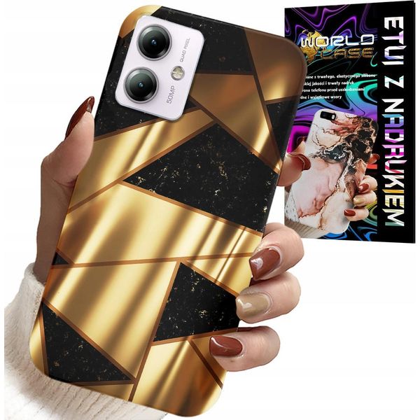Custodia Per Motorola Moto G14 - Elegante Design Dorato + Pellicola Protettiva Hydro-image